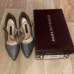 8.5 Dana Bachman Alyssa pewter rainbow sparkle high heel shoes new